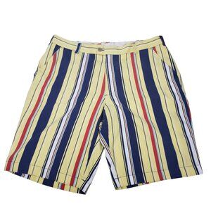 Loudmouth Golf Shorts Men’s Size US 38 Striped Bermuda Golf Blue Yellow …